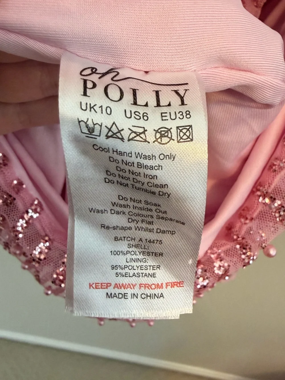 NEW Oh Polly Pink Ziya Embellished Glitter Beaded Strapless Mini Dress barbie - Picture 11 of 12
